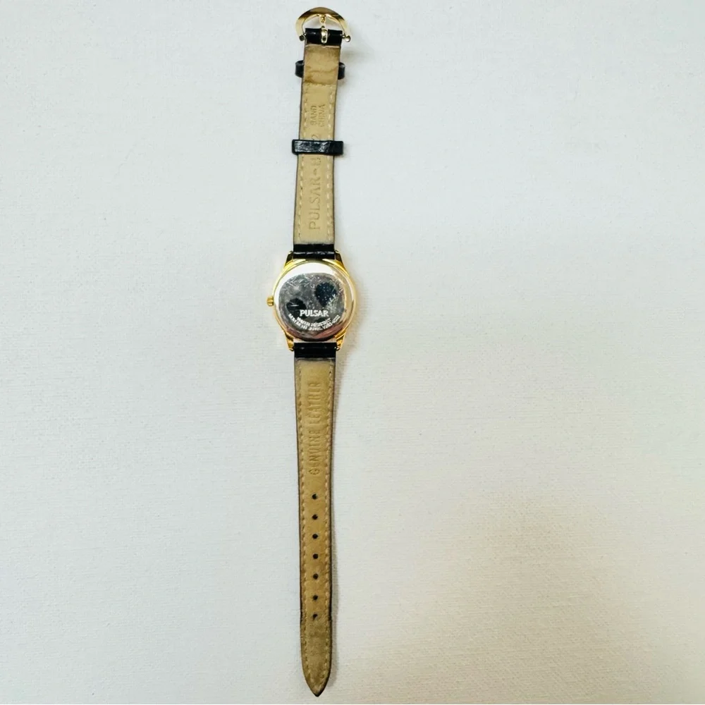 Seiko Pulsar 24mm Women's Day/Date Watch Gold Black Croco Leather VX83-X002 - Picture 10 of 14